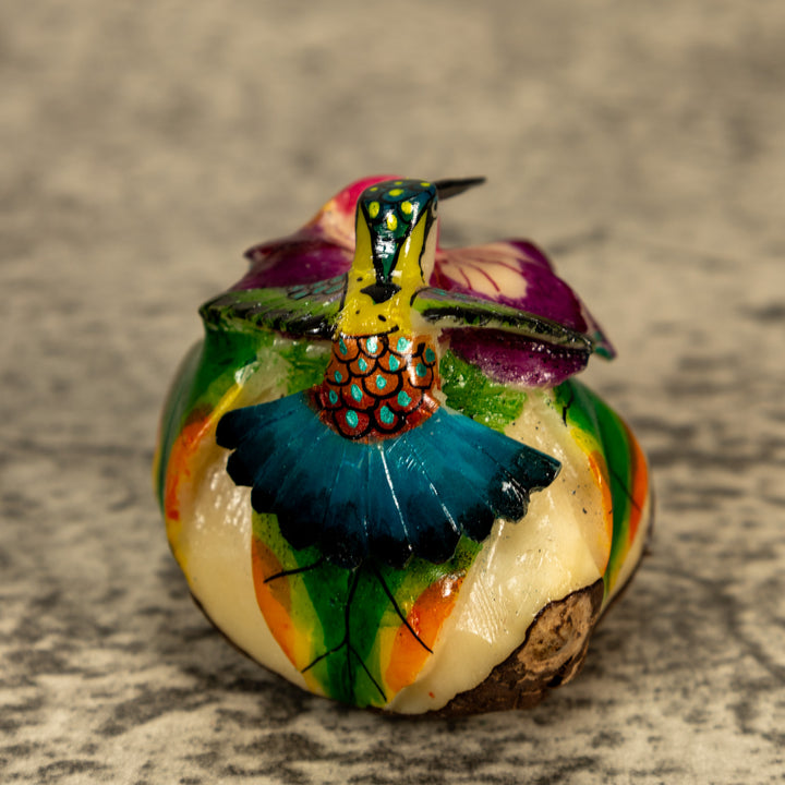 Hummingbird With Flower Tagua Nut Carving