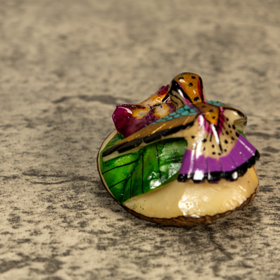 Hummingbird With Flower Tagua Nut Carving