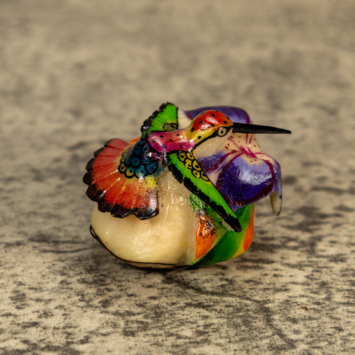 Hummingbird With Flower Tagua Nut Carving