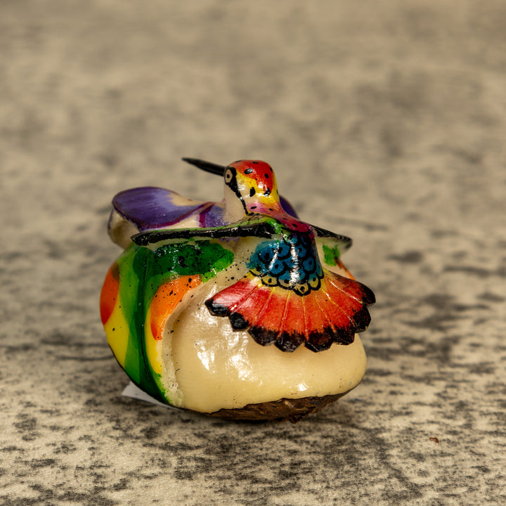 Hummingbird With Flower Tagua Nut Carving