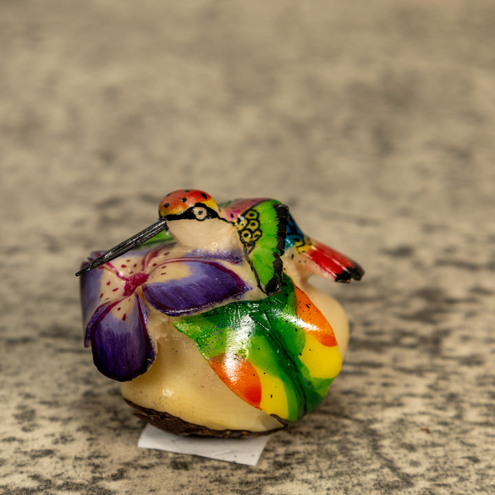 Hummingbird With Flower Tagua Nut Carving