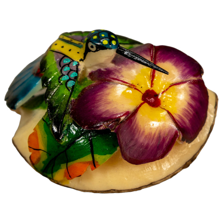 Hummingbird With Flower Tagua Nut Carving