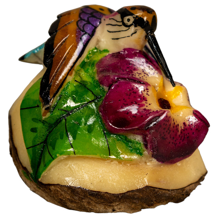 Hummingbird With Flower Tagua Nut Carving