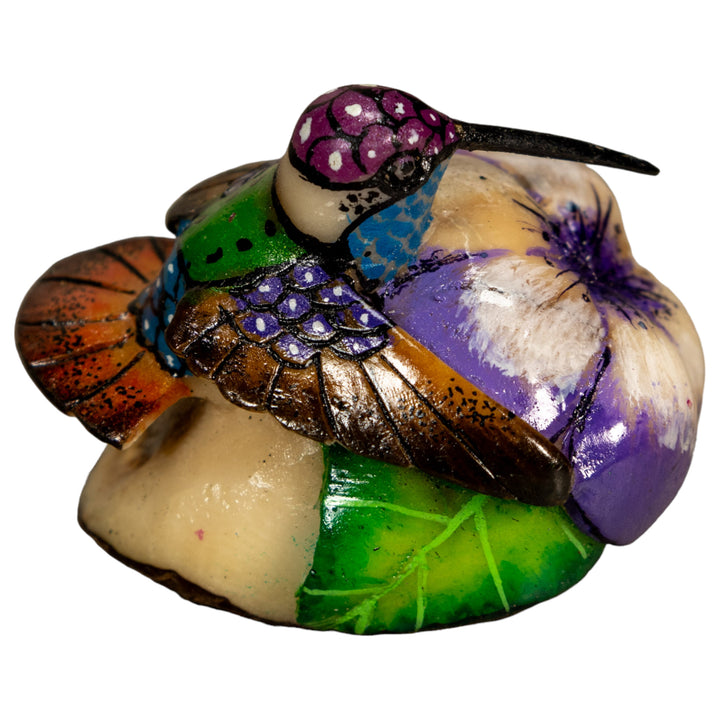 Hummingbird With Flower Tagua Nut Carving