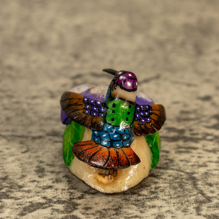 Hummingbird With Flower Tagua Nut Carving