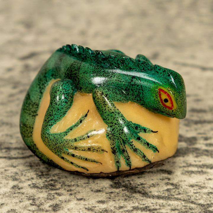 Green Iguana Lizard Tagua Nut Carving