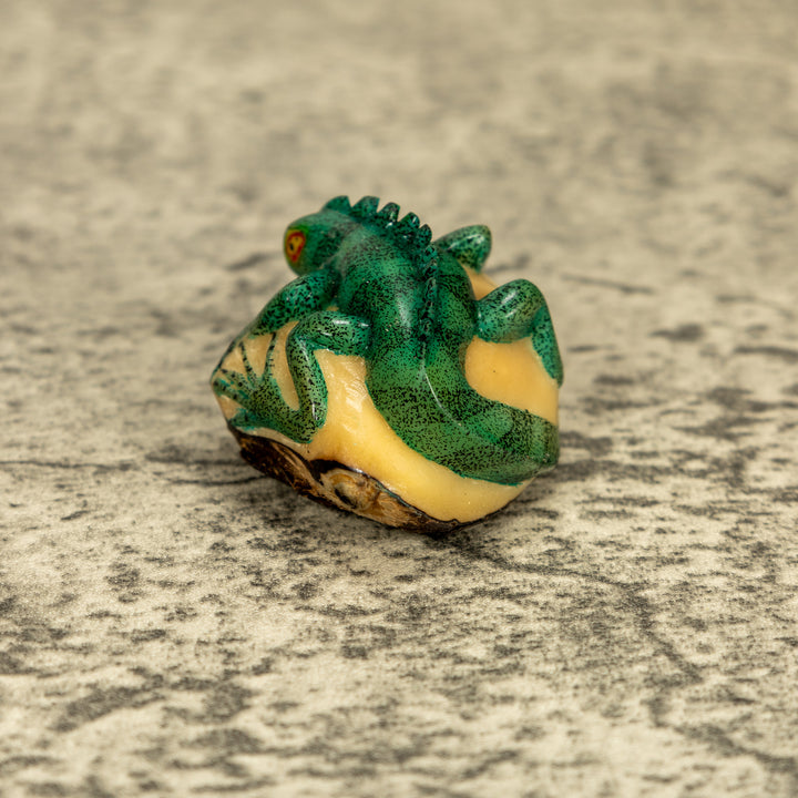 Green Iguana Lizard Tagua Nut Carving
