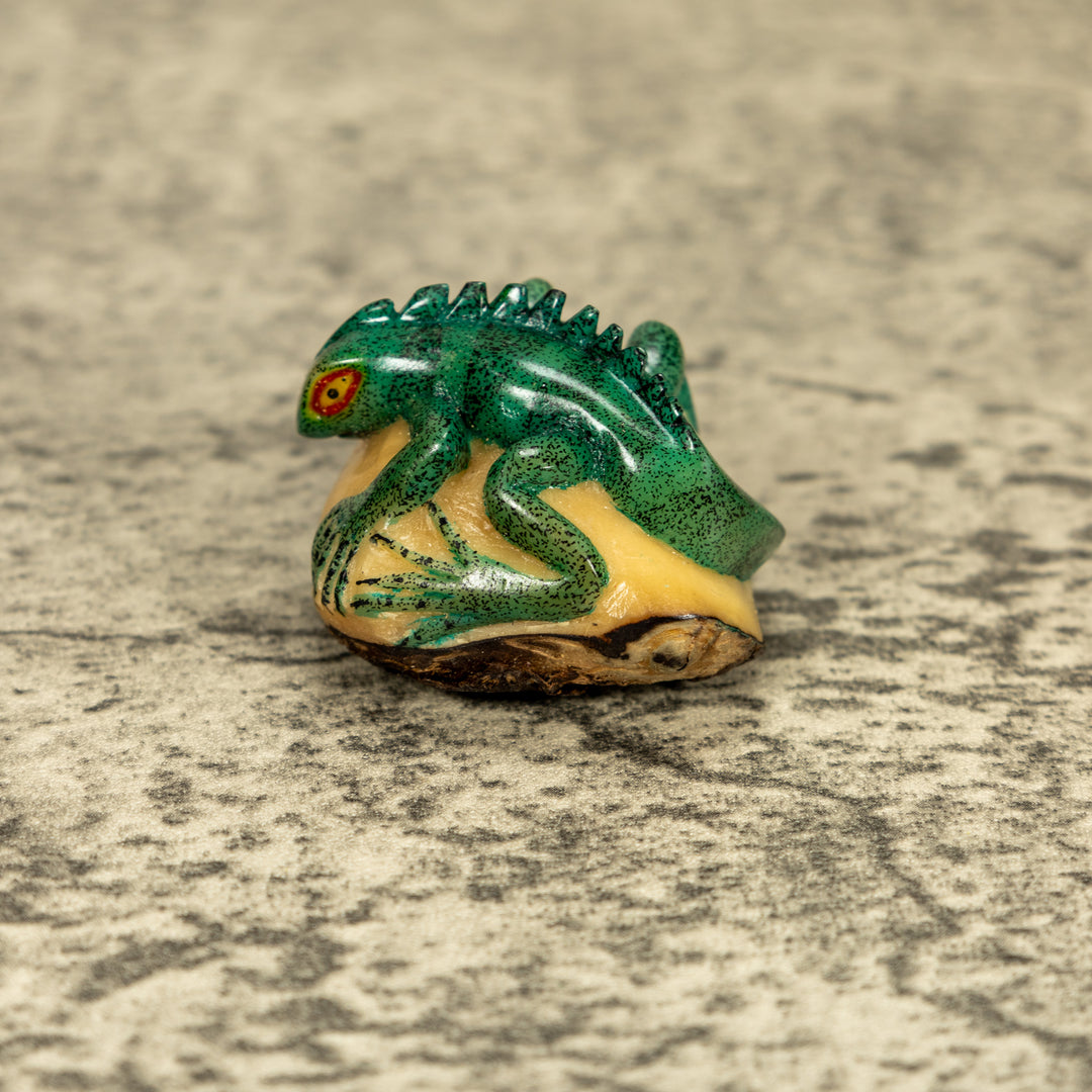 Green Iguana Lizard Tagua Nut Carving