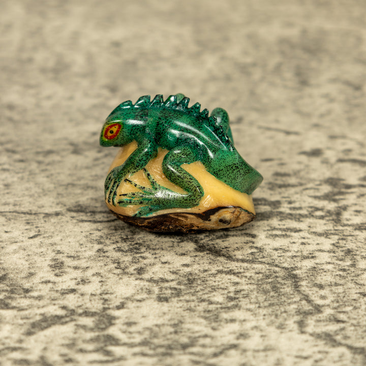 Green Iguana Lizard Tagua Nut Carving