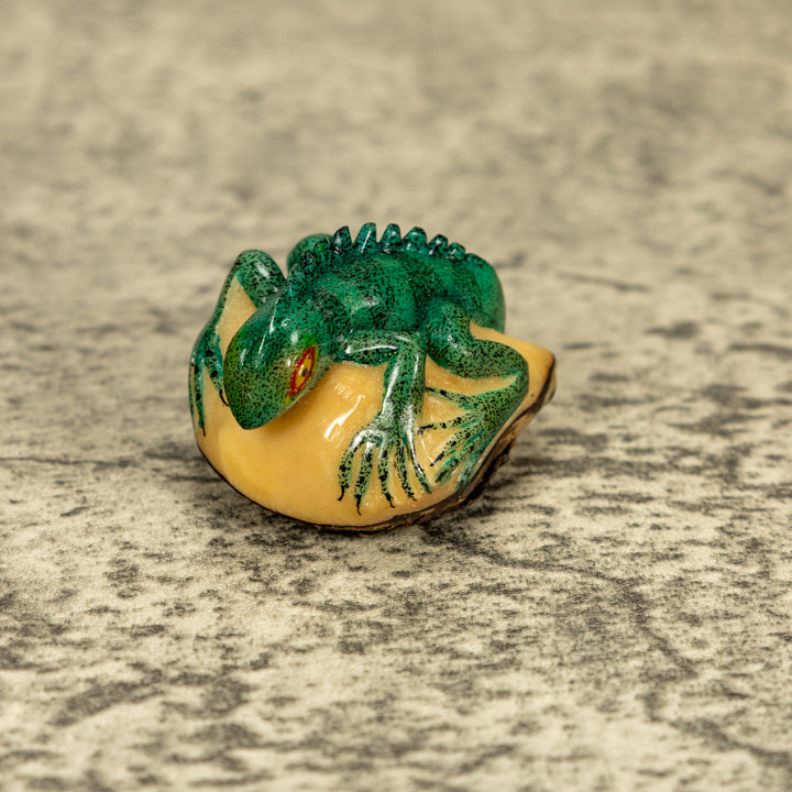 Green Iguana Lizard Tagua Nut Carving