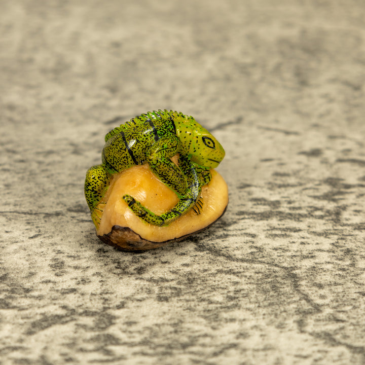 Green Iguana Lizard Tagua Nut Carving
