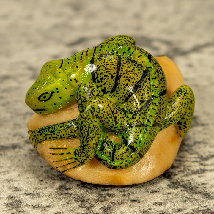 Green Iguana Lizard Tagua Nut Carving