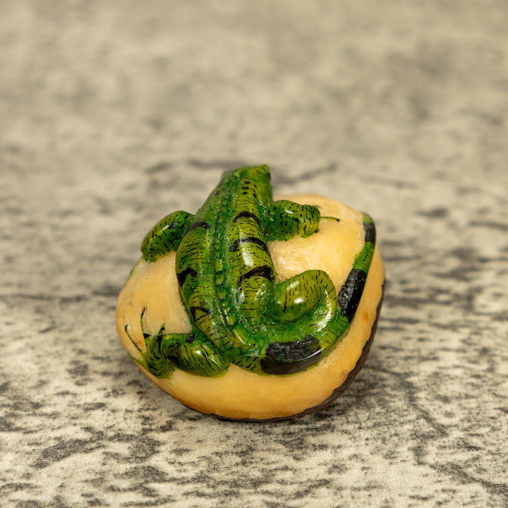Green Iguana Lizard Tagua Nut Carving
