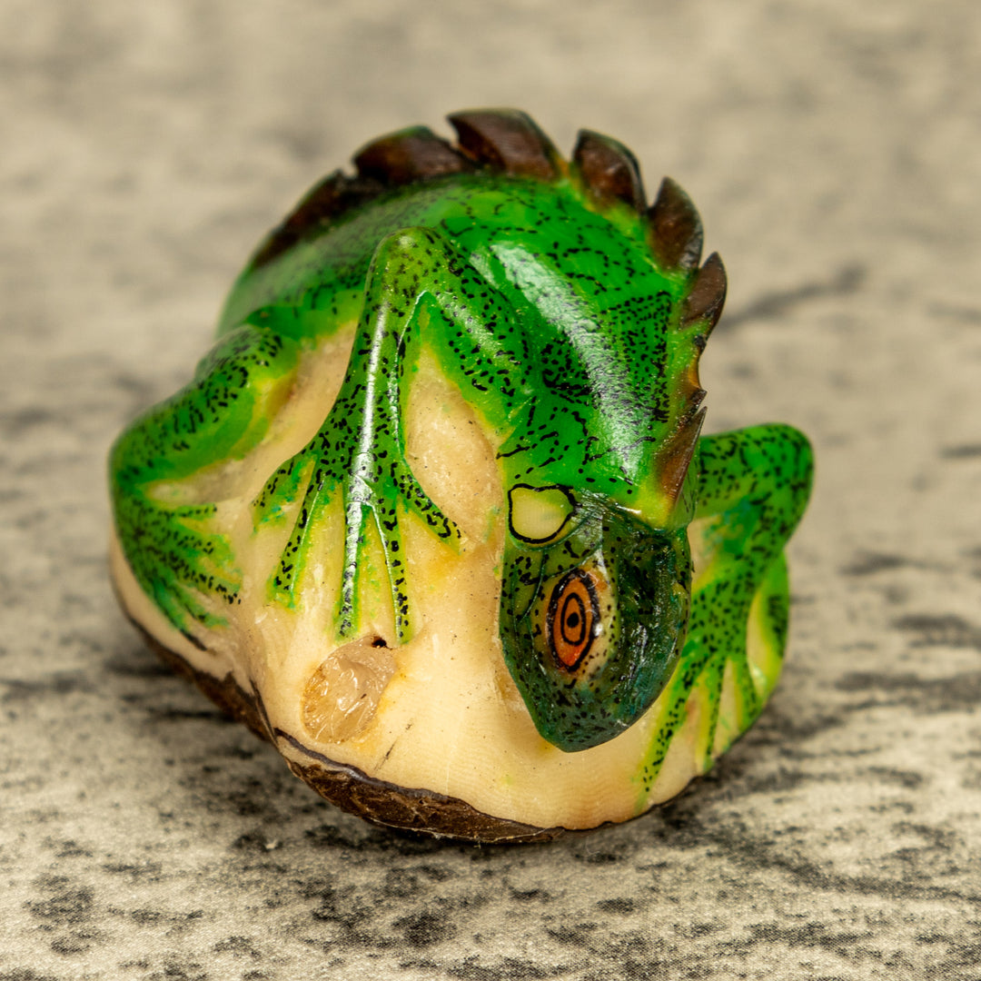 Green Iguana Lizard Tagua Nut Carving