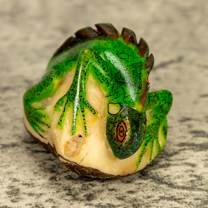 Green Iguana Lizard Tagua Nut Carving