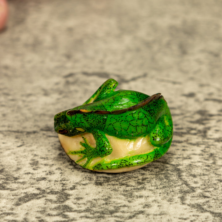 Green Iguana Lizard Tagua Nut Carving