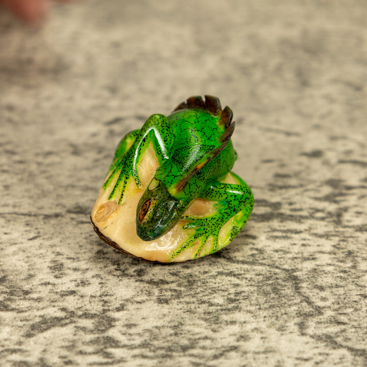 Green Iguana Lizard Tagua Nut Carving