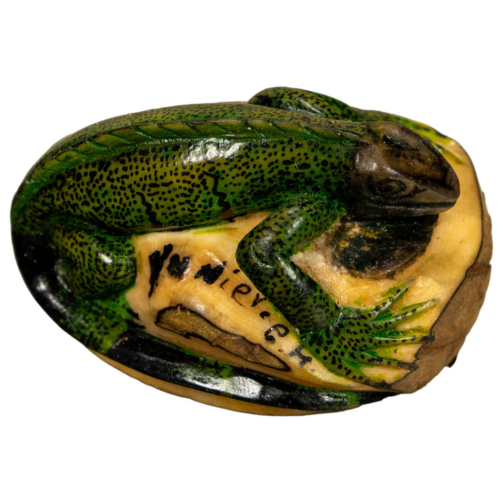 Green Iguana Lizard Tagua Nut Carving