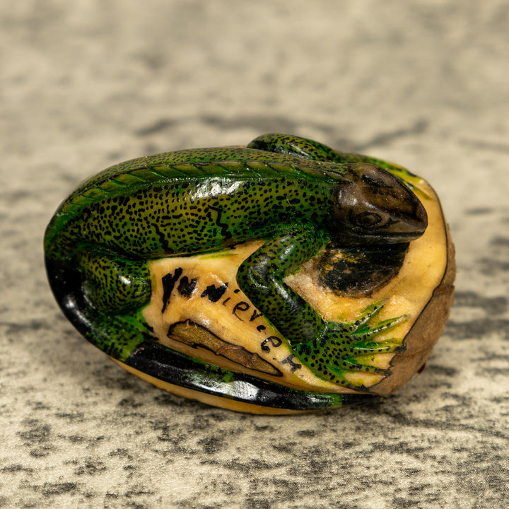 Green Iguana Lizard Tagua Nut Carving