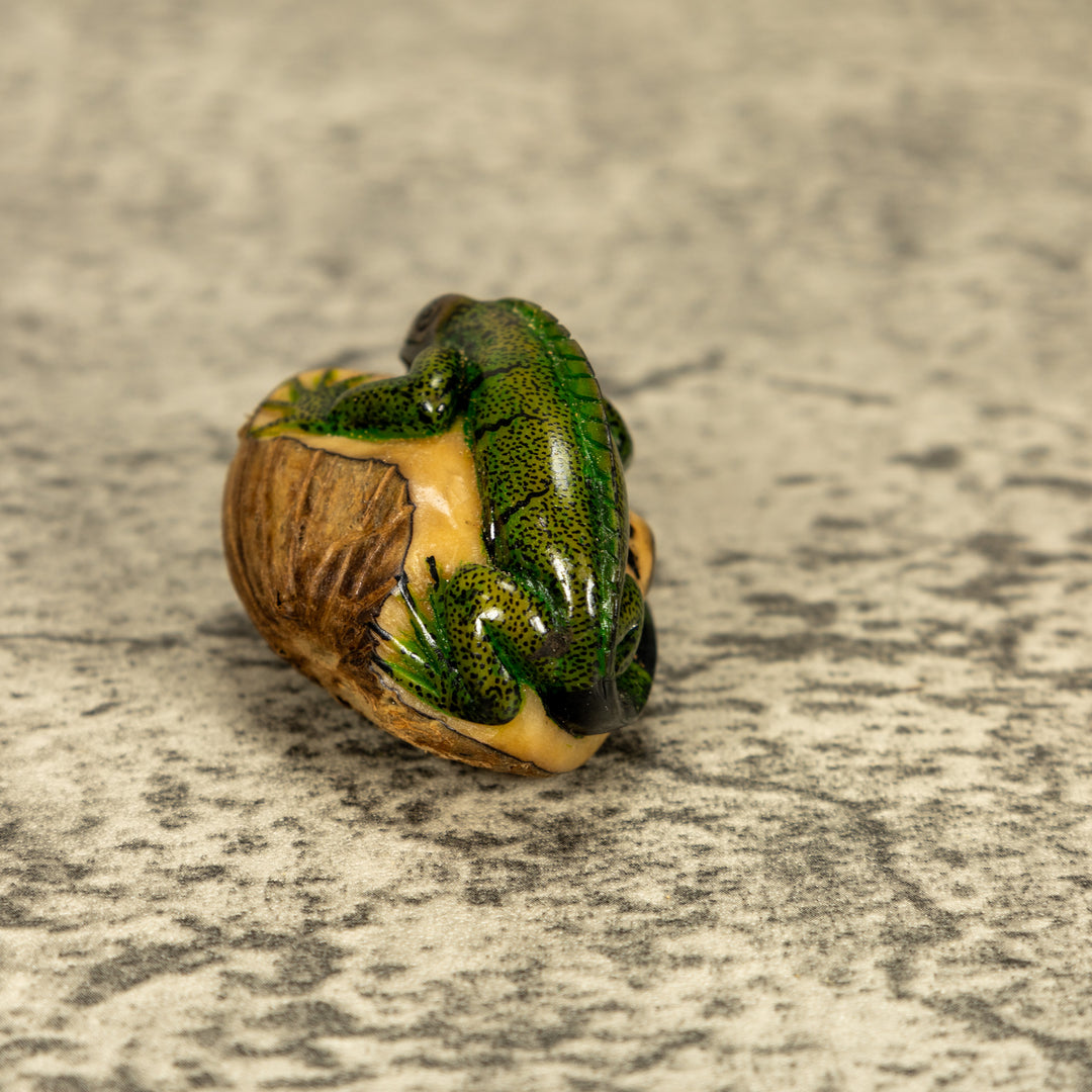 Green Iguana Lizard Tagua Nut Carving