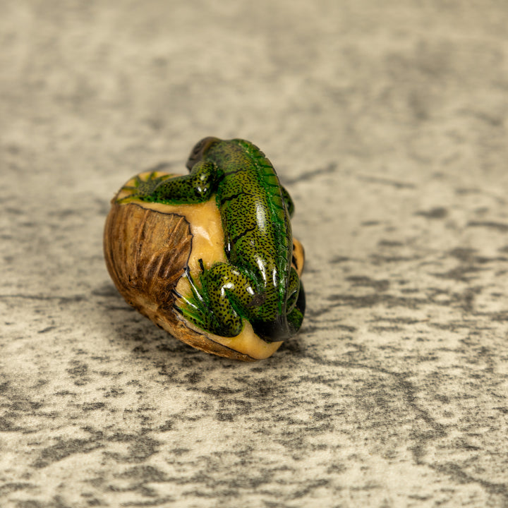 Green Iguana Lizard Tagua Nut Carving