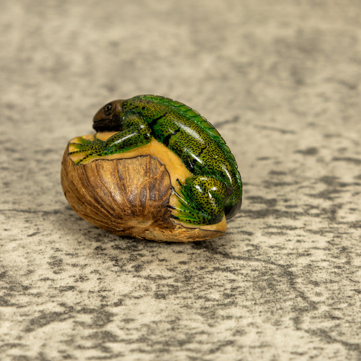 Green Iguana Lizard Tagua Nut Carving
