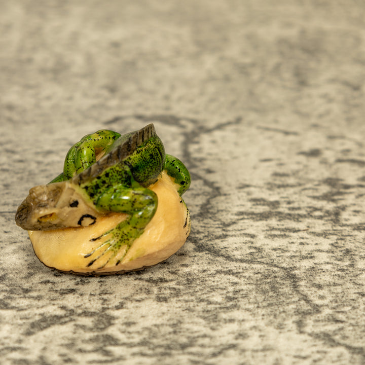 Green Iguana Lizard Tagua Nut Carving