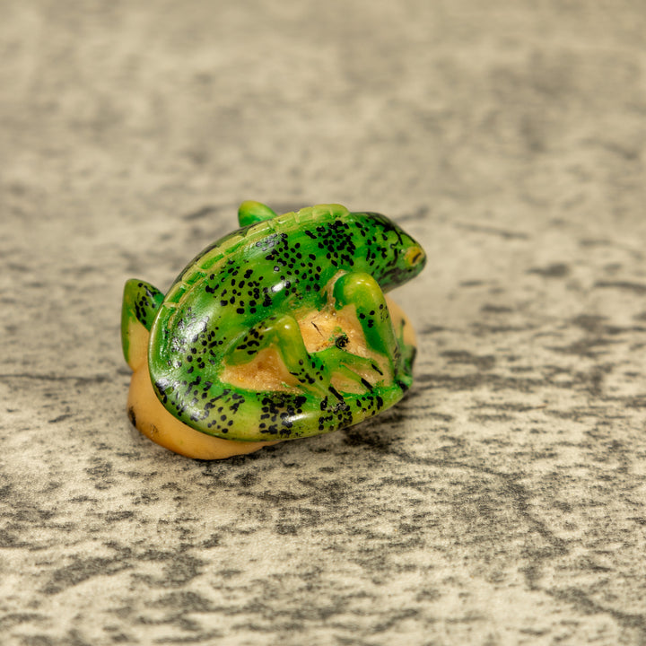 Green Iguana Lizard Tagua Nut Carving