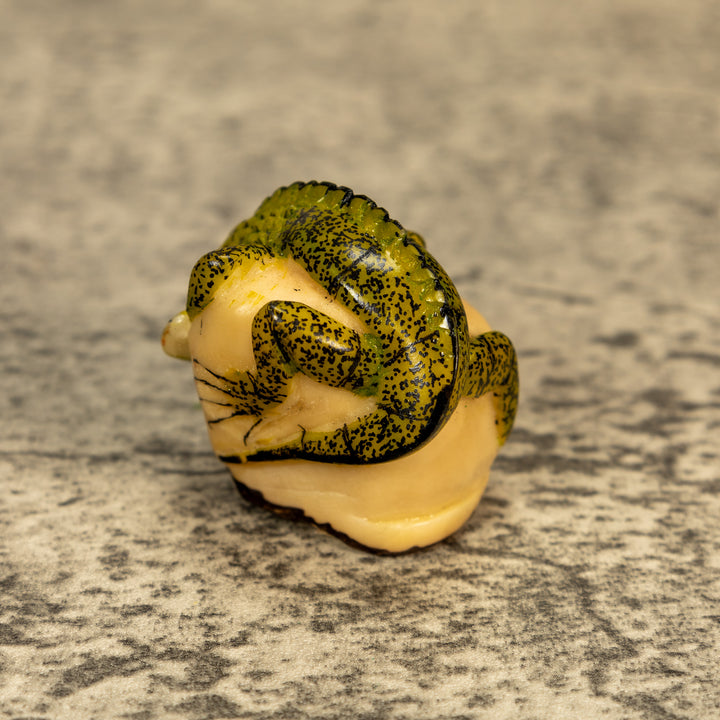 Green Iguana Lizard Tagua Nut Carving