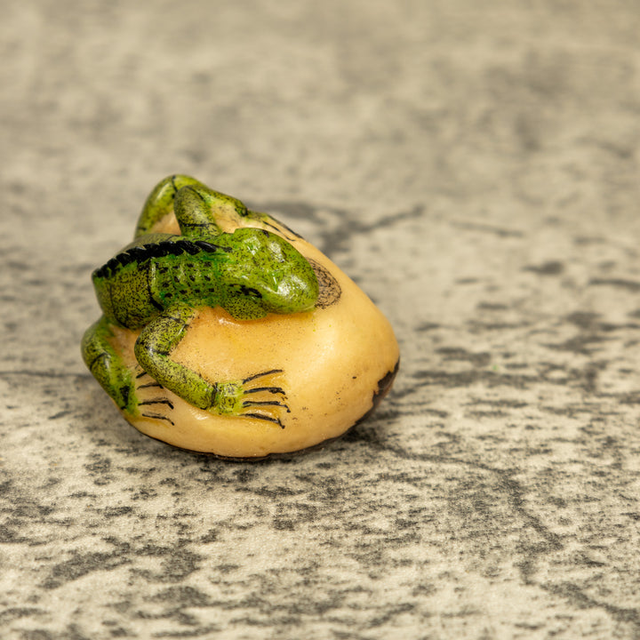 Green Iguana Lizard Tagua Nut Carving