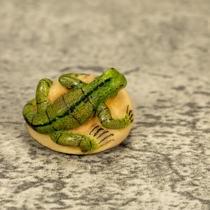 Green Iguana Lizard Tagua Nut Carving