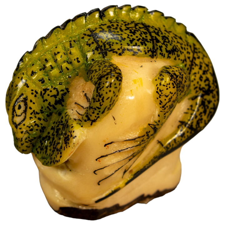 Green Iguana Lizard Tagua Nut Carving