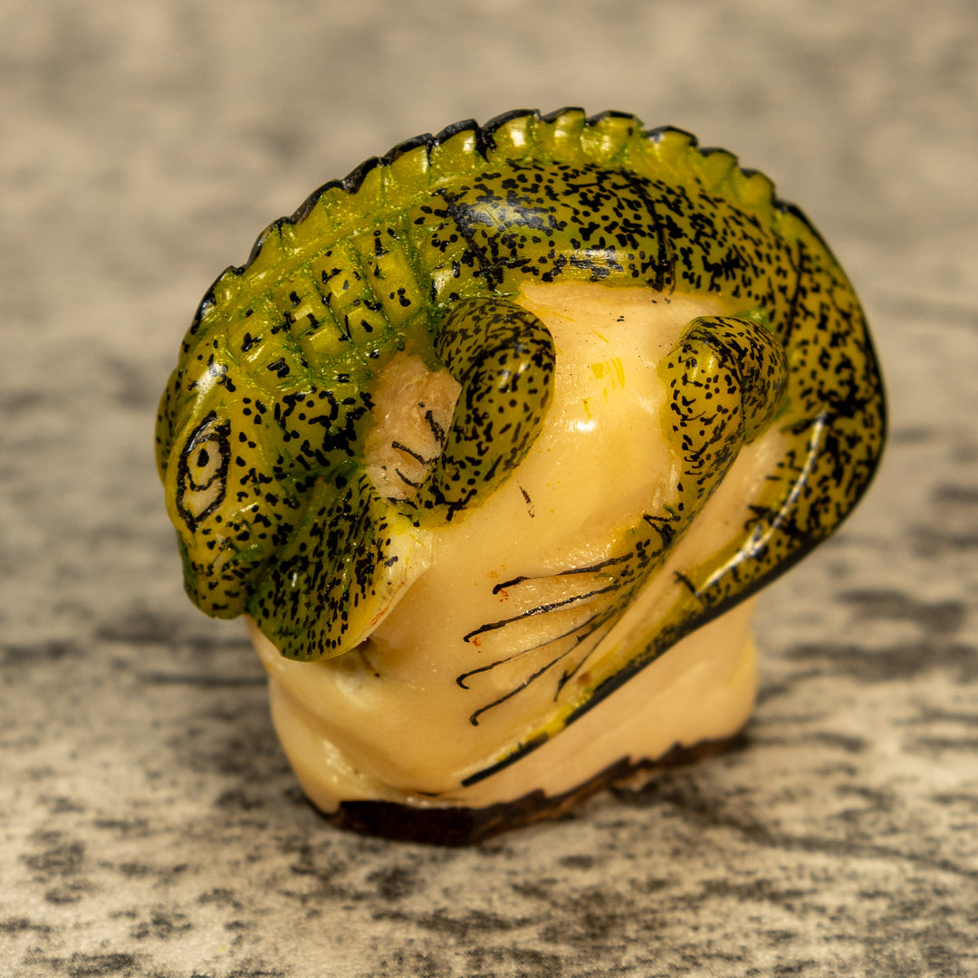 Green Iguana Lizard Tagua Nut Carving