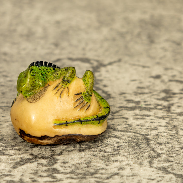 Green Iguana Lizard Tagua Nut Carving