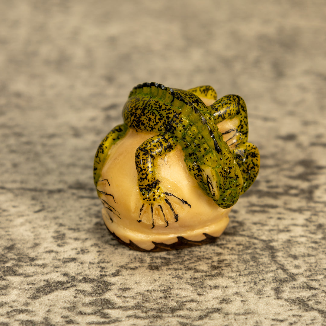 Green Iguana Lizard Tagua Nut Carving