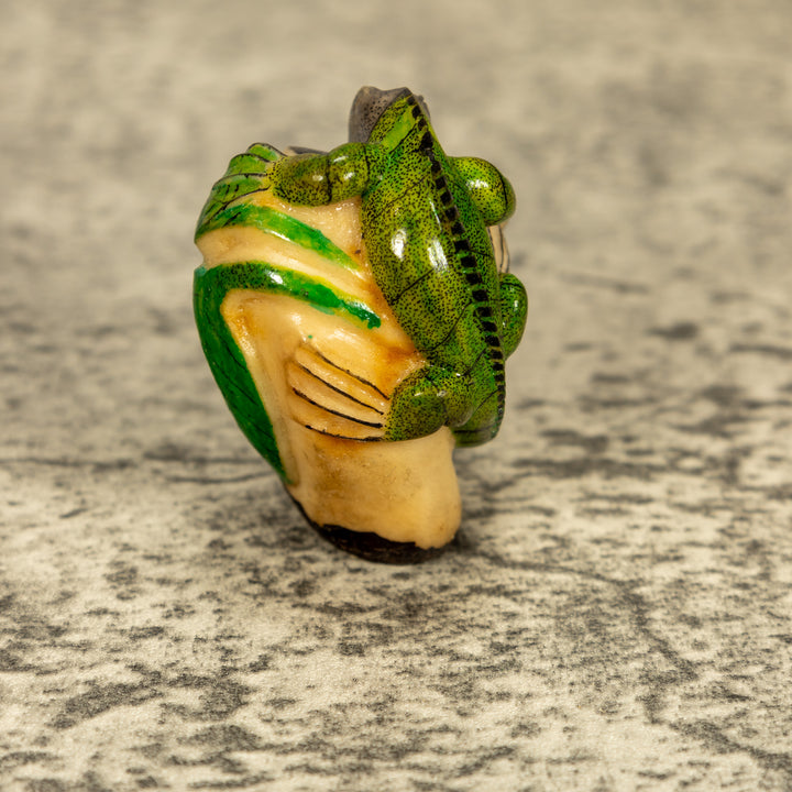 Green Iguana Lizard Tagua Nut Carving