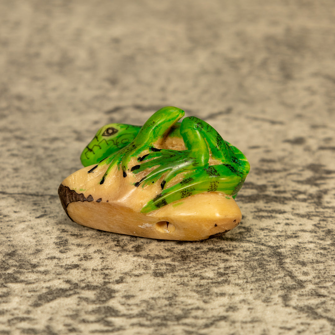 Green Iguana Lizard Tagua Nut Carving