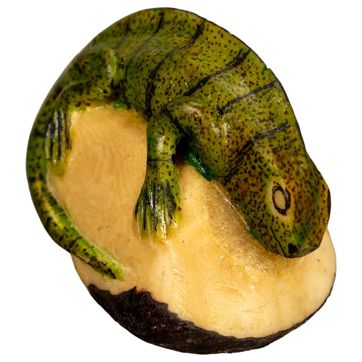 Green Iguana Lizard Tagua Nut Carving