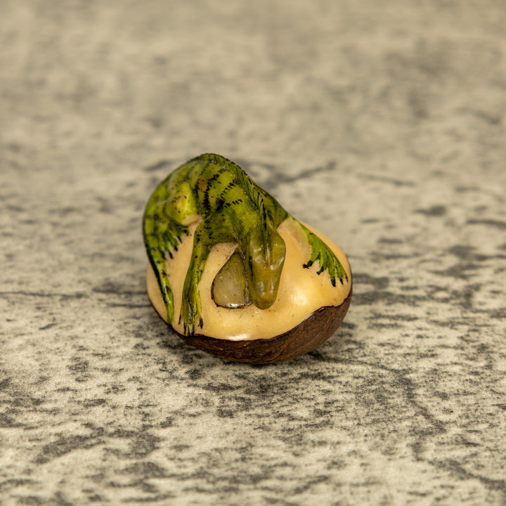Green Iguana Lizard Tagua Nut Carving