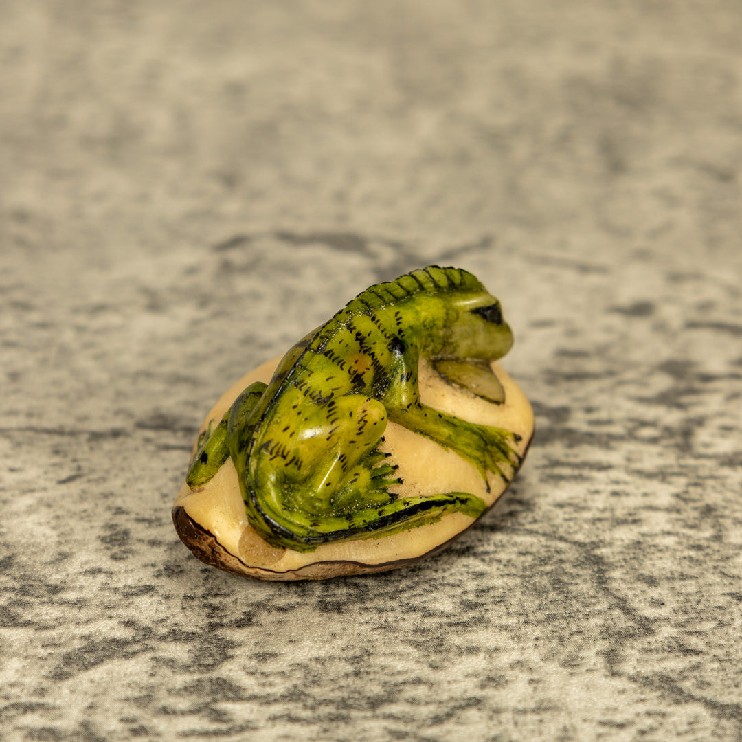 Green Iguana Lizard Tagua Nut Carving