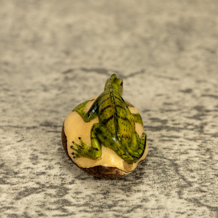 Green Iguana Lizard Tagua Nut Carving
