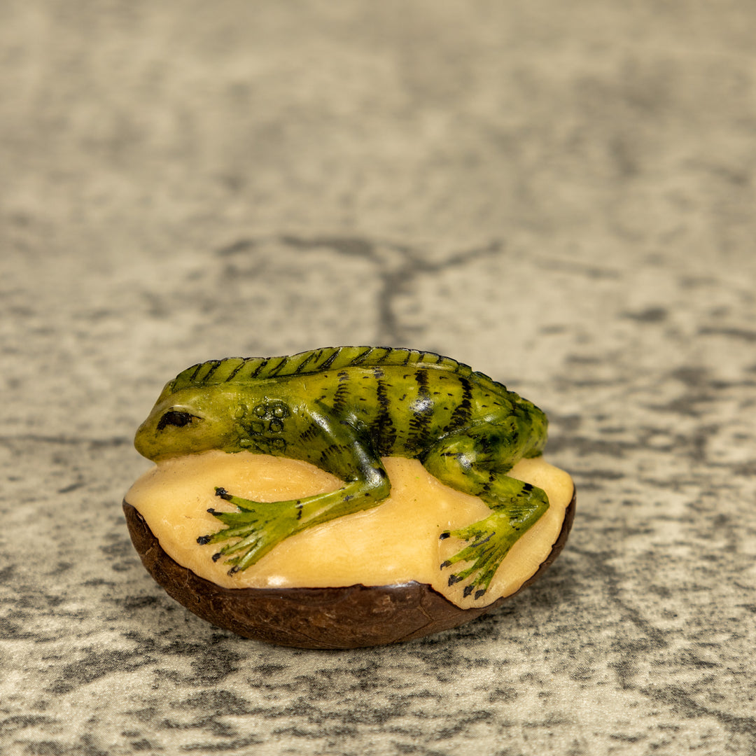 Green Iguana Lizard Tagua Nut Carving