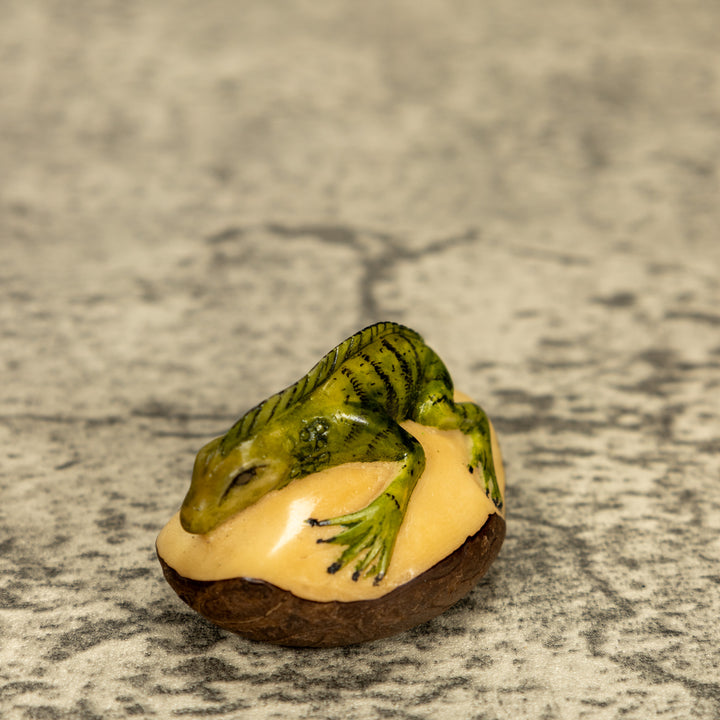 Green Iguana Lizard Tagua Nut Carving