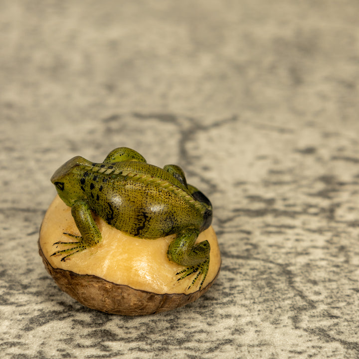 Green Iguana Lizard Tagua Nut Carving