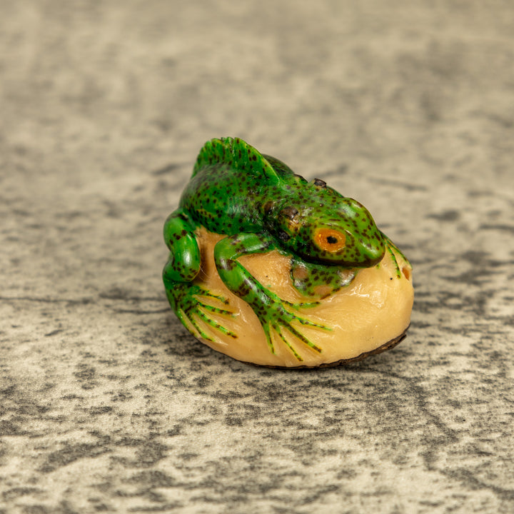 Green Iguana Lizard Tagua Nut Carving