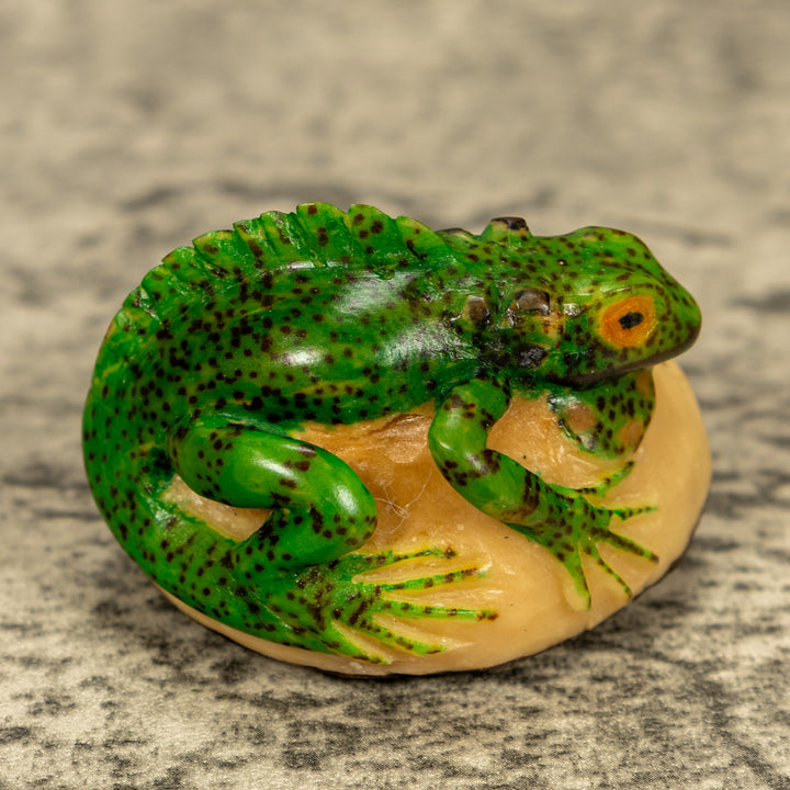 Green Iguana Lizard Tagua Nut Carving