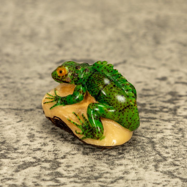 Green Iguana Lizard Tagua Nut Carving