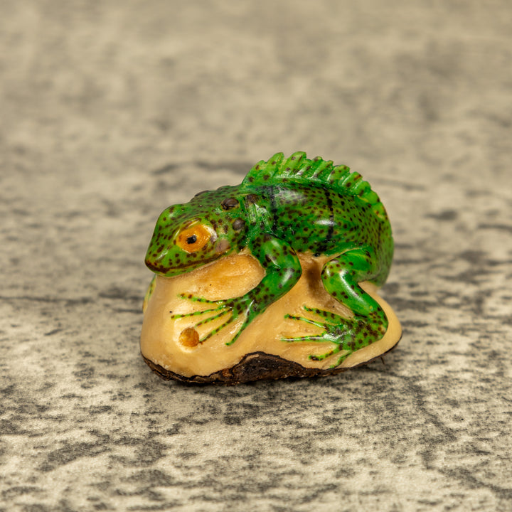Green Iguana Lizard Tagua Nut Carving