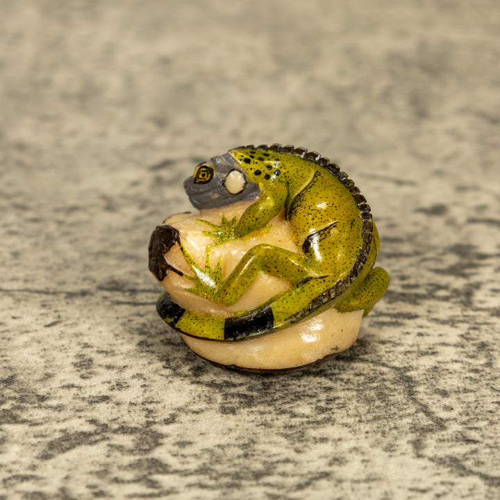 Green Iguana Lizard Tagua Nut Carving