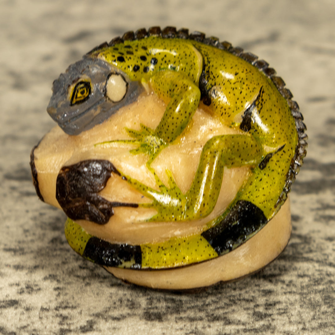 Green Iguana Lizard Tagua Nut Carving